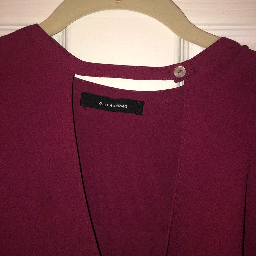 Oliviaceous silky and sexy plum blouse